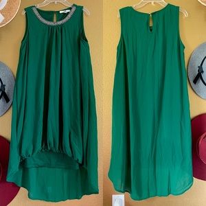 GONE - Ever Green High Low Flow Midi Dress